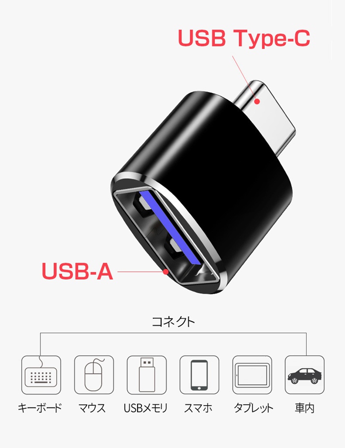 2個セット USB Type-C（オス） USB3.0（メス） OTG対応 変換コネクタ アルミ合金シェル仕様 ケーブル アダプター typec usbc｜fashionrezumu｜04