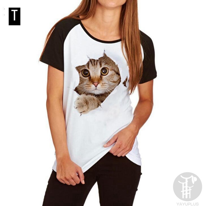 Tシャツ イラスト 3d 猫 可愛い 半袖 薄手 ねこ トリックアート 白 男女兼用 送料無料 おもしろ Sale 76 Off 面白 代引不可