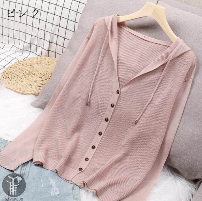 国内正規品 カーディガン フード付きカーディガン ニット 薄手 ボタン 羽織り Uvカット エアコン対策 早秋 Bayern Dghk De