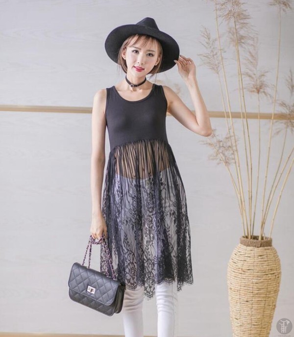 ワンピース タンクトップ タンクワンピース チュール 切り替え インナーワンピース レース インナー 下着 夏 定番 ゆったり コーディネート 部屋着 代引不可 Happyririt24 Energetic Shop誠 通販 Yahoo ショッピング