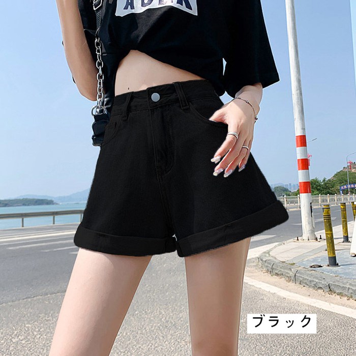G9422*ヘルシーデニム☆デニム☆ショートパンツ☆黒ブラック☆25 セール】SHORT ROUND/【25年春夏新作】スウィッチングデニム