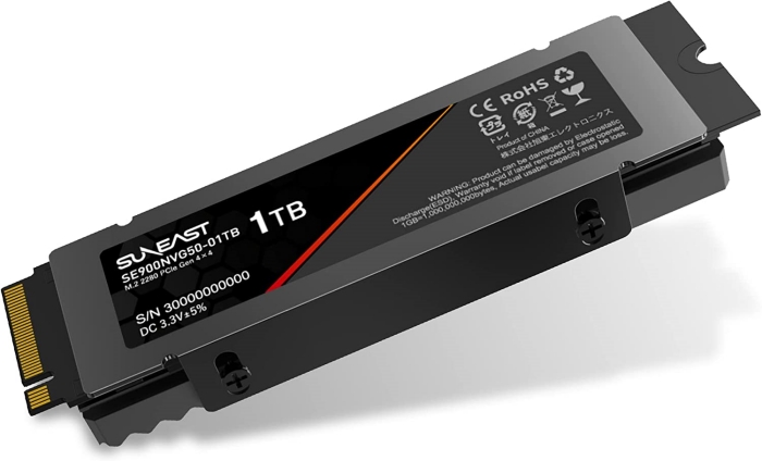 SUNEAST 1TB NVMe SSD PCIe Gen 4.0×4 (最大読込: 5,000MB/s 最大書込：4,600MB/s)  PS5確認済み M.2 Type 2280 内蔵 ssd 3D TLC 国内5年保証 SE900NVG50-01TB  :SE900NVG50-01TB:SSD ストレージ専門店SUNEASTストア 通販 