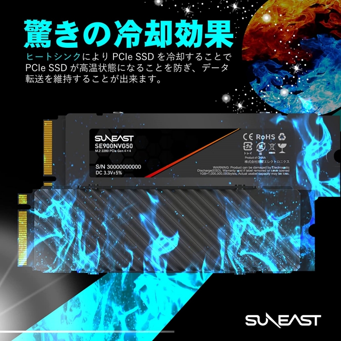 SUNEAST 2TB NVMe SSD PCIe Gen 4.0×4 R: 5,000MB/s W：4,400MB/s