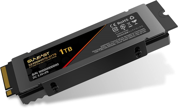 SUNEAST 1TB NVMe SSD PCIe Gen 4.0×4 R7,000MB/s W6,500MB 
