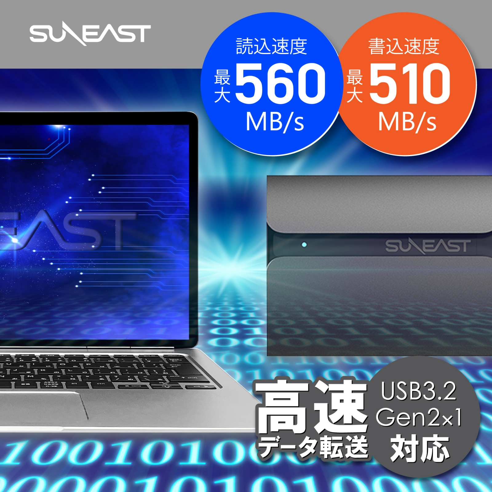 SUNEAST ポータブル SSD 2TB 3年保証 USB3.1 Type-C R:560MB/秒 USB 