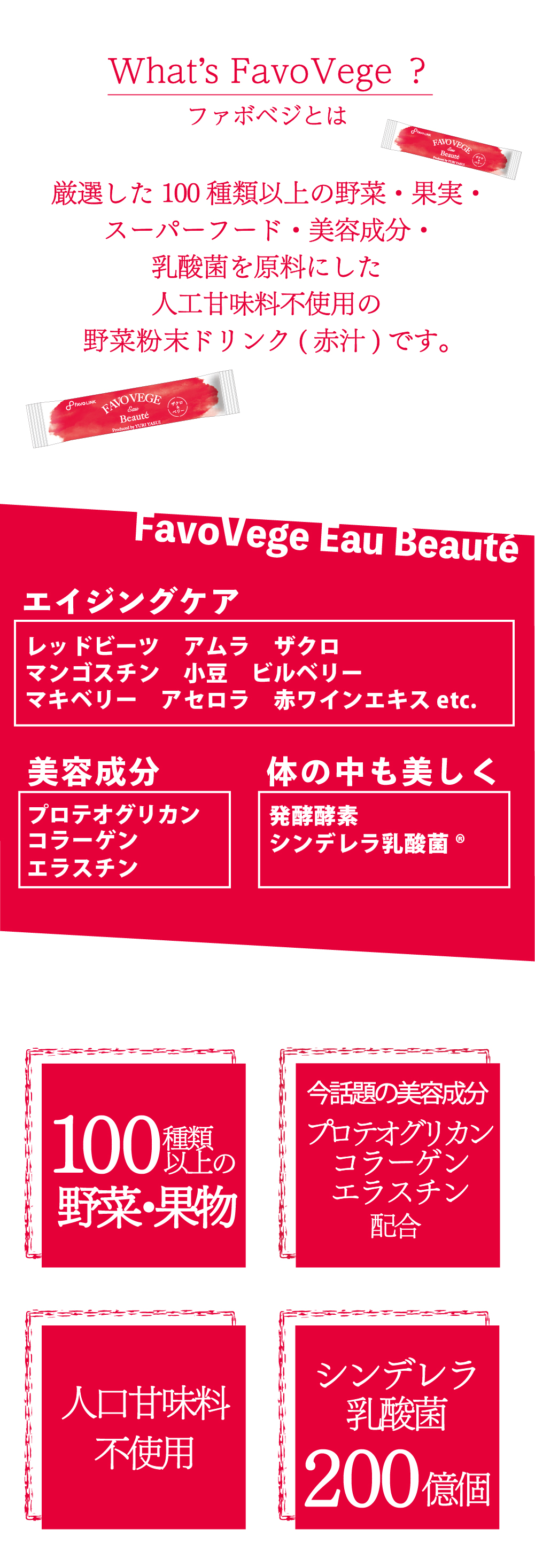 安井友梨監修 FAVOVEGE Eau Beaute（ファボベジ・オー・ボーテ）30包入り 赤汁 乳酸菌 コラーゲン プロテオグリカン エラスチン  発酵 酵素 レッド ビーツ : fd0004 : FAVOLINK - 通販 - Yahoo!ショッピング