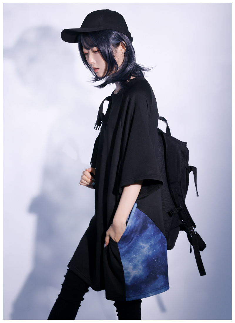 最短即日出荷]Favorite フェイバリット 宇宙柄切替ユニセックスTシャツ