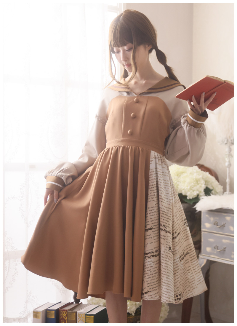 favorite 文学少女モチーフワンピース 最短即日出荷】文学少女のカフェワンピース|Favoriteオリジナル