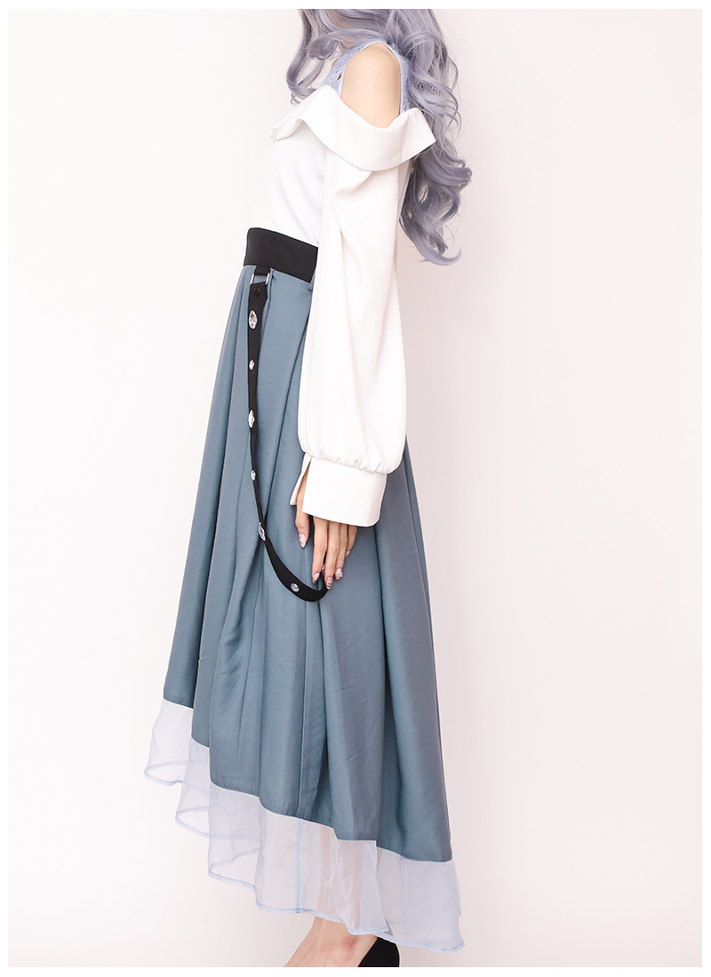 favorite レースワンピース パステルカラー 花柄 7分袖 Favorite フェイバリット レース襟