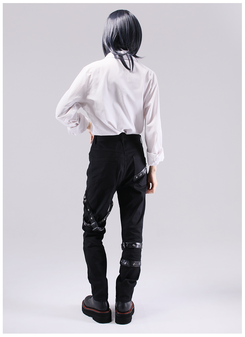 10s PUレザー スタッズ サイドジップ パンツ フレア スキニー Punk 最短即日出荷]ユニセックス パンク ロック Favorite フェイバリット