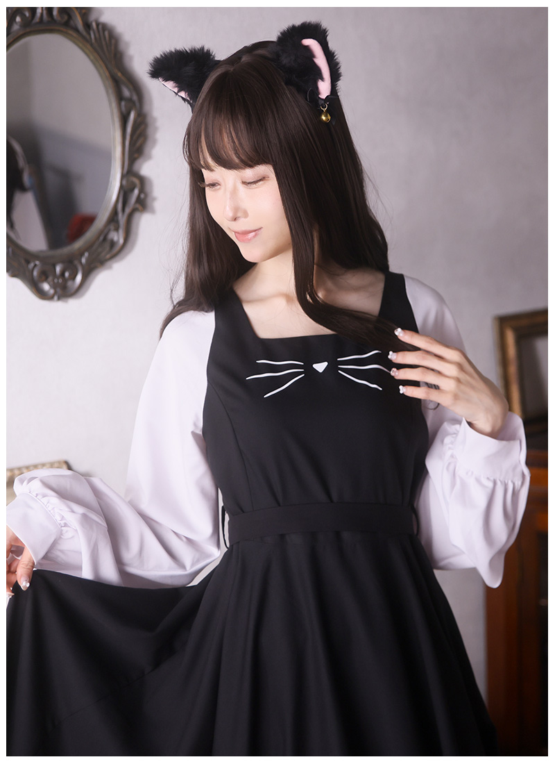 最短即日出荷]シンプル全円黒猫ワンピース Favorite フェイバリット