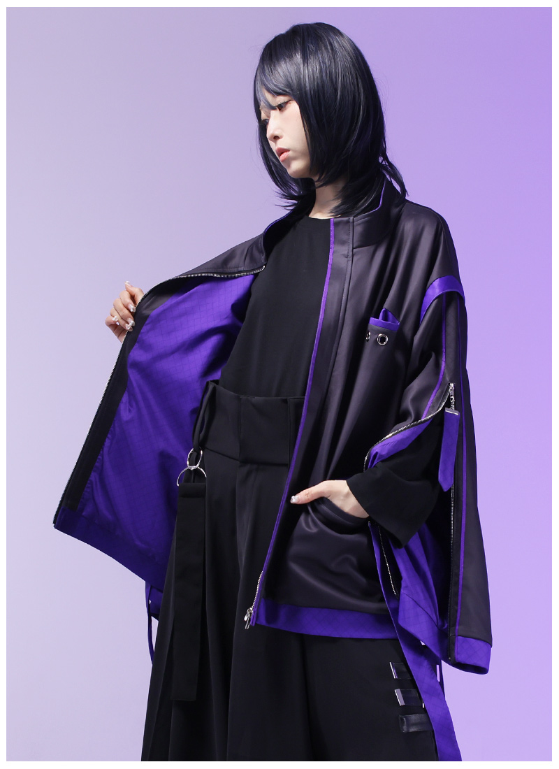 最短即日出荷]和袖&洋袖2Way＊袖ジップサイバー風ジャケット Favorite