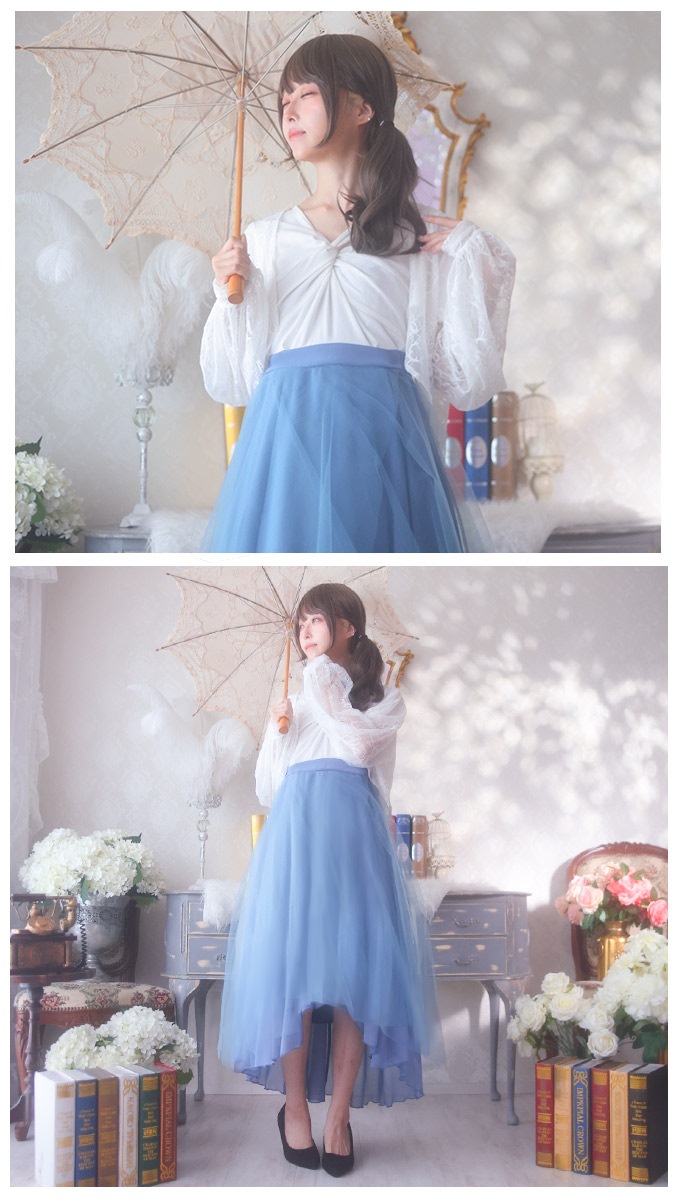[予約商品][LLサイズあり] Favorite フェイバリット  紫陽花レースのシフォンワンピセット[23年4月下旬予約開始][新作予約：10月上旬頃順次発送予定]
