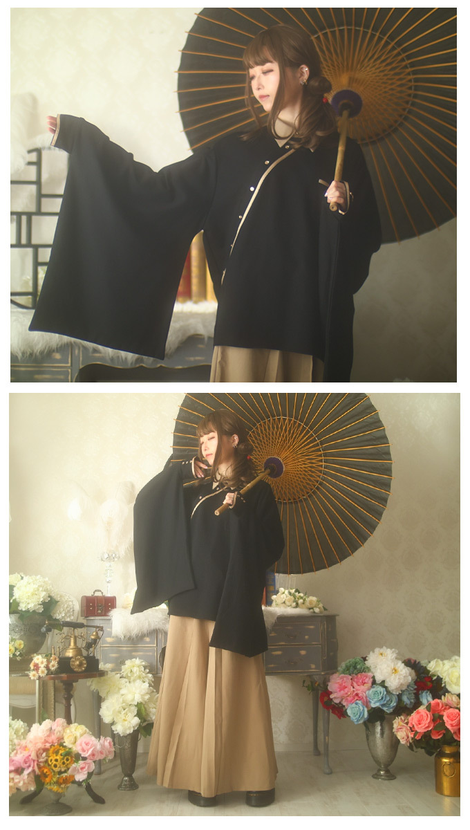 Favoriteオリジナル五条袈裟風和袖トップス&ワイドパンツコーデ