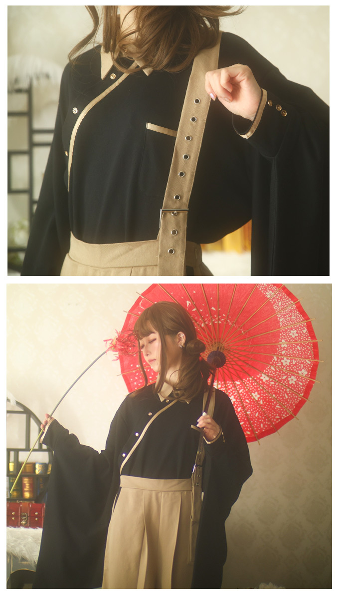 favorite / 五条袈裟風和袖トップス&ワイドパンツコーデセット O-23-01-30-104-1-TO-LO-L-IG-ZT174 Favoriteオリジナル五条袈裟風和袖トップス&ワイドパンツコーデ