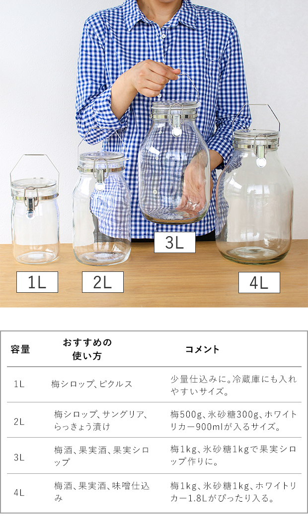 セラーメイト 取手付密封びん 3L 梅仕事 ガラス保存容器 梅酒 梅シロップ 果実酒 ピクルス 密閉瓶 保存瓶 星硝 日本製
