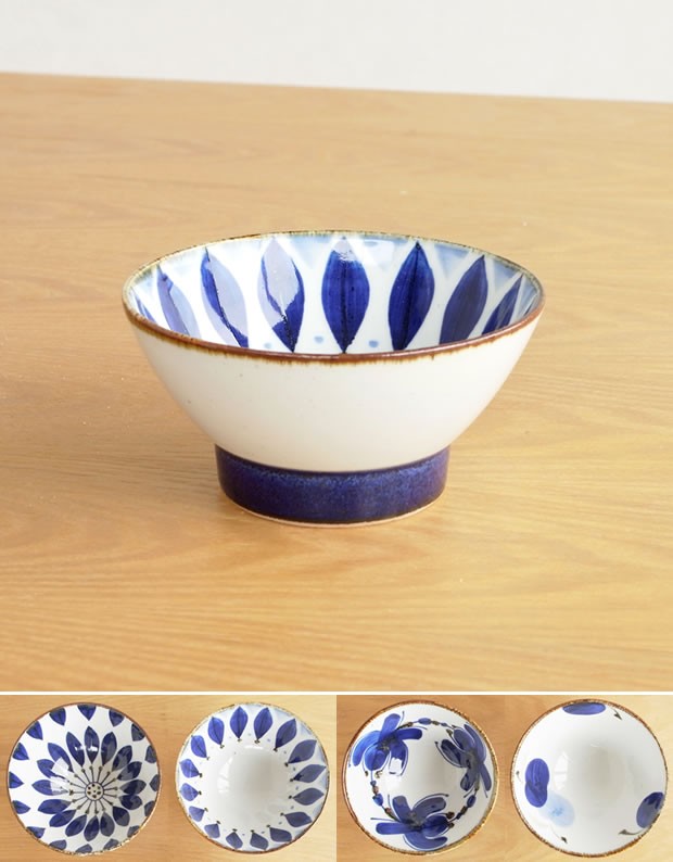 波佐見焼 HASAMI 翔芳窯 藍の器 くらわんか椀 大 茶碗 磁器 職人 手書き 軽量 軽い 薄い 日本製