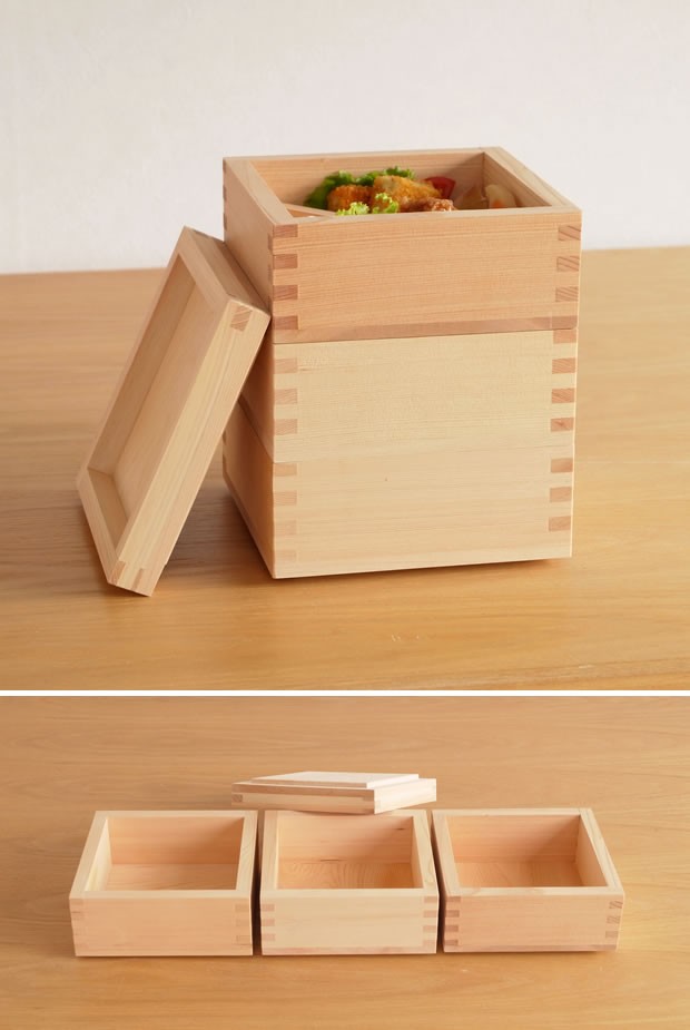 枡重 重箱 3段セット(6cm×3) 14cm×14cm ヤマサキデザインワークス ヒノキ 木製 日本製 YAMASAKI DESIGN WORKS