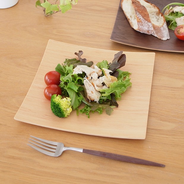 次回入荷未定】木製食器 皿 プレート 木製 食器 四角 スクエア 正方形