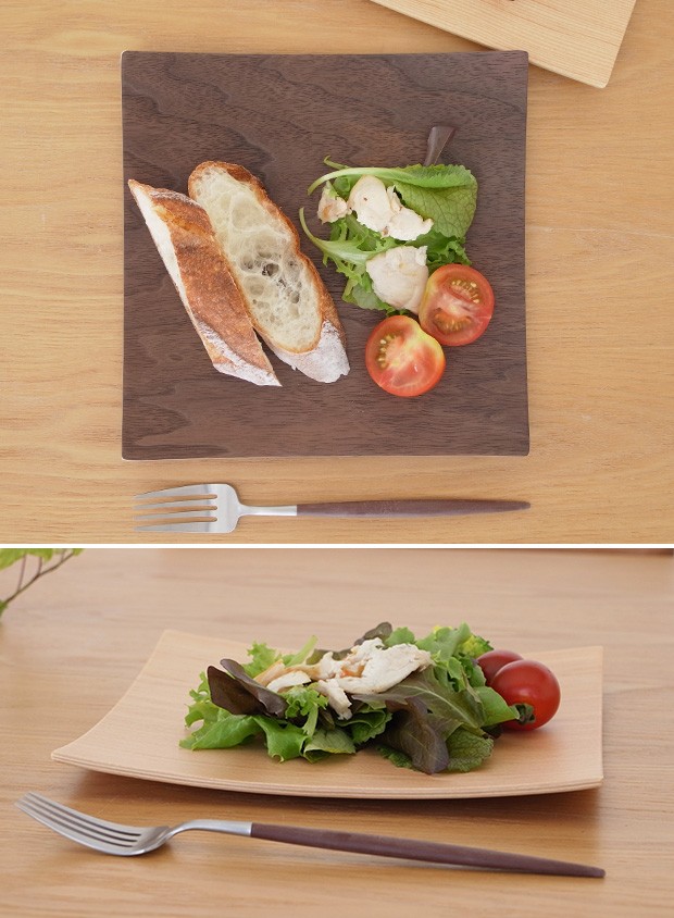 次回入荷未定】木製食器 皿 プレート 木製 食器 四角 スクエア 正方形