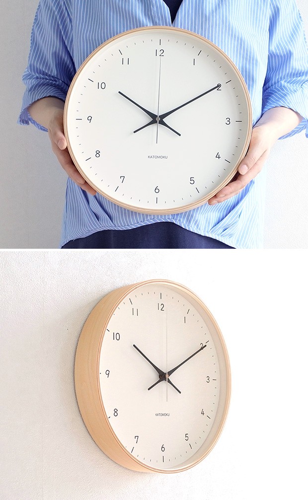  KATOMOKU plywood wall clock 12 ナチュラル