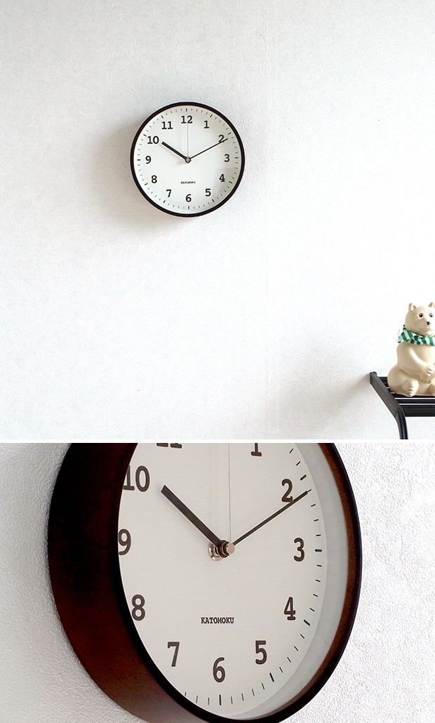  KATOMOKU plywood wall clock 13   ブラウン