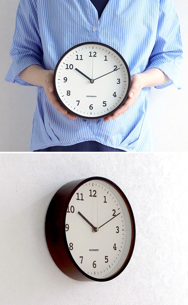  KATOMOKU plywood wall clock 13   ブラウン