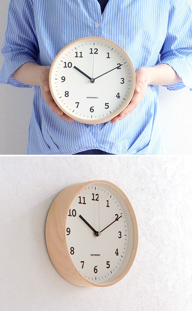 KATOMOKU plywood wall clock 13 ナチュラル