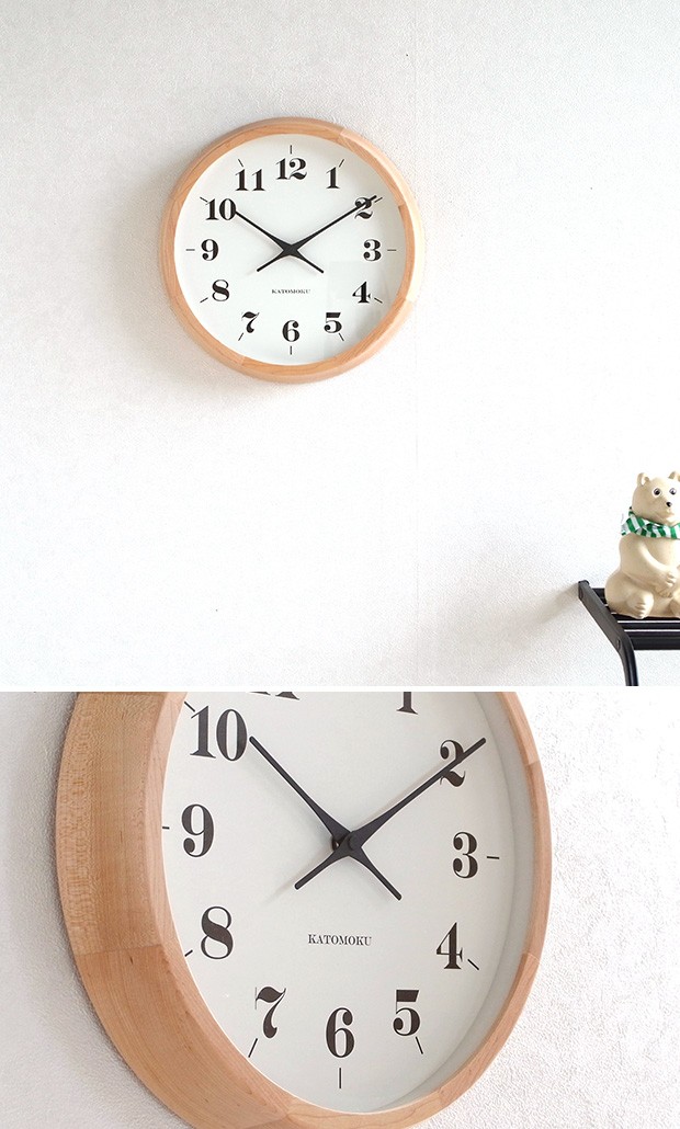 KATOMOKU muku round wall clock 12 H.メープル