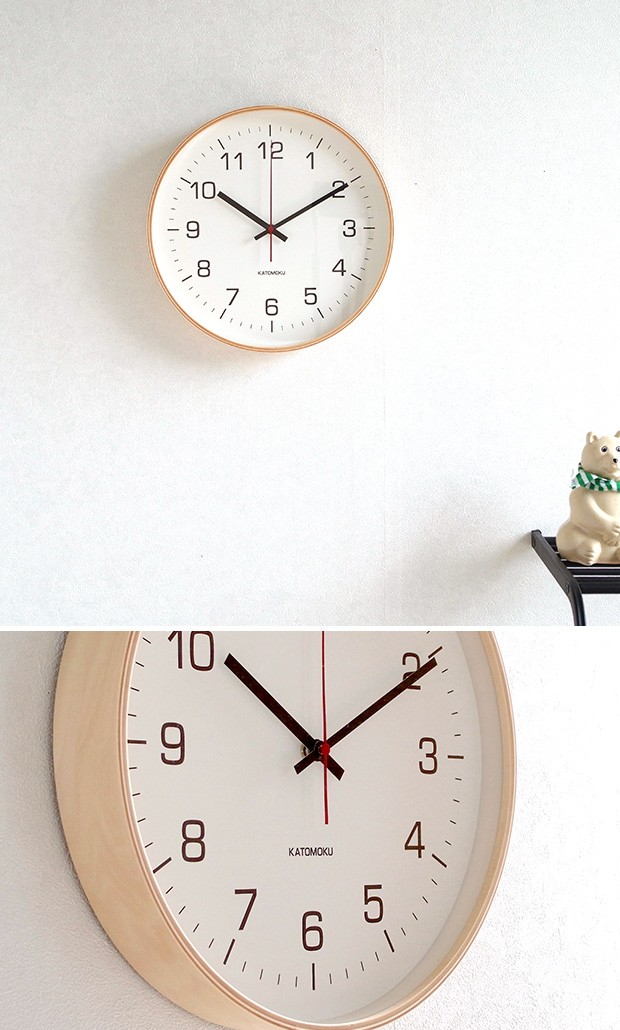 最高品質の 壁掛け時計 電波時計 木製 日本製 加藤木工 KATOMOKU カトモク 連続秒針 plywood wall clock L  ナチュラル 曲木時計 KM-61NRC