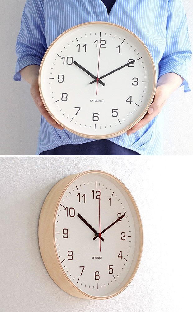  KATOMOKU plywood wall clock 4 L  ナチュラル