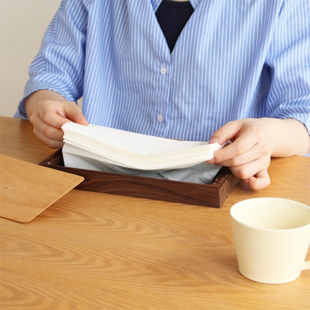 みはたや ティッシュボックス S ウォルナット 木製 薄型 ティッシュ