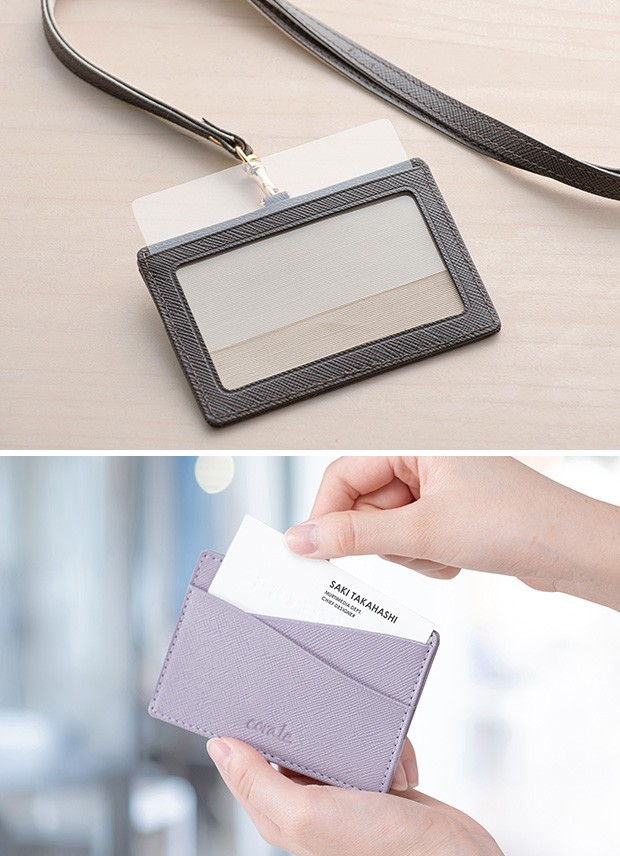 IDケース IDカードホルダー レディース 本革 革 ネックストラップ付き ヨコ型 プリズムレザー おしゃれ corale コラーレ