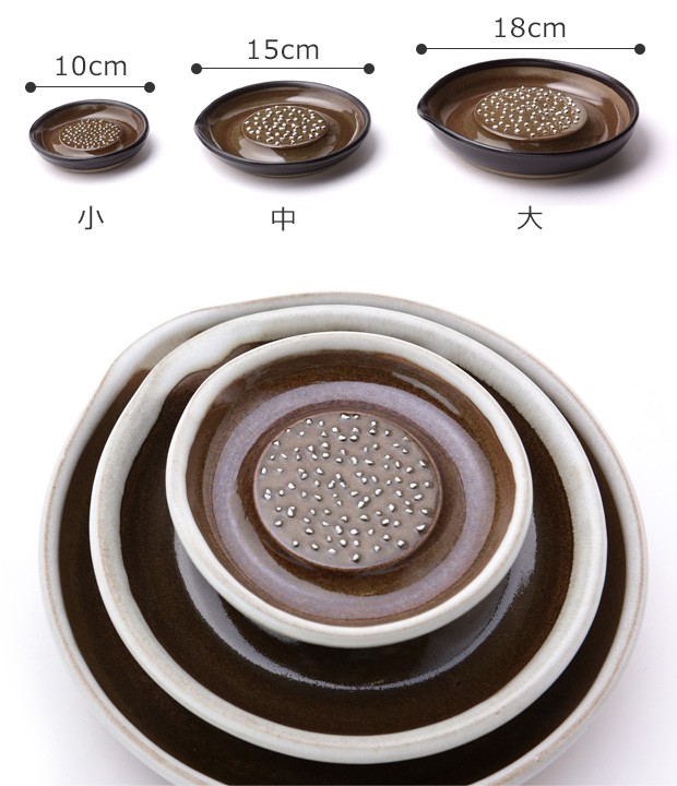 もとしげ おろし器 中 15cm 陶器 セラミック おろし 大根おろし 長芋 滑り止め付き 日本製 石見焼 元重製陶所