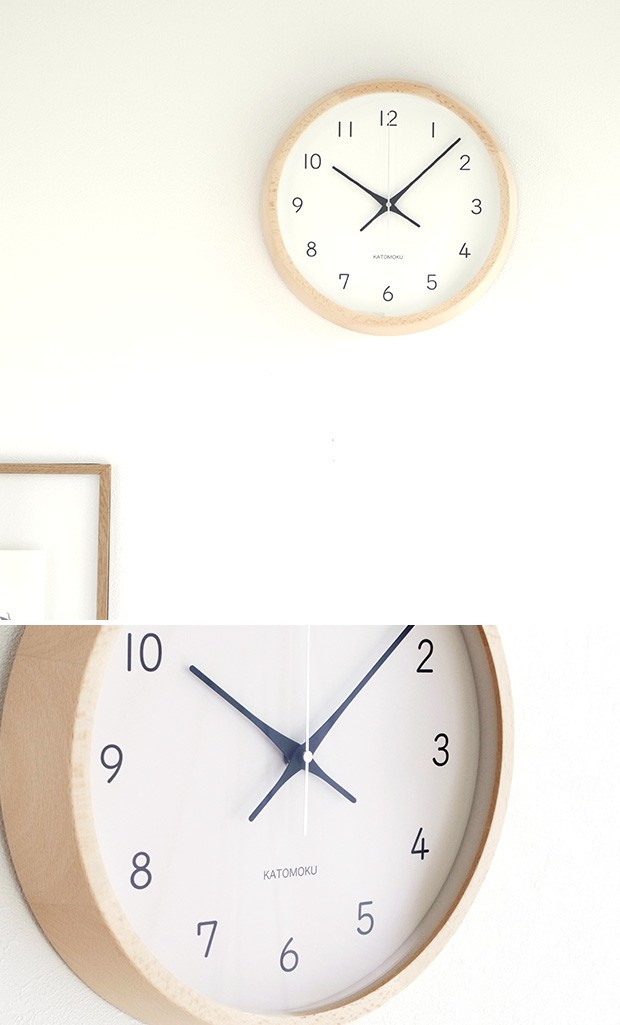 加藤木工 カトモク KATOMOKU muku round wall clock 13 ナチュラル 電波時計 壁掛け スイープムーブメント