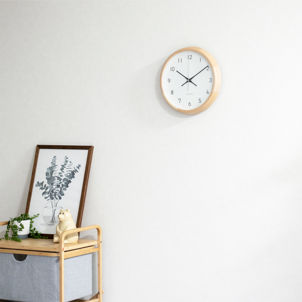 加藤木工 カトモク KATOMOKU muku round wall clock 13 ナチュラル 電波時計 壁掛け スイープムーブメント