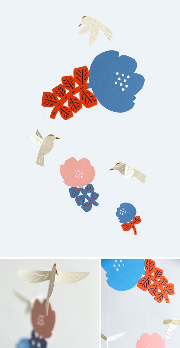 モビール 花とハチドリ マニュモビールズ Hummingbird 子供部屋 女の子 子供 赤ちゃん 花 鳥 日本製 Manu Mobiles