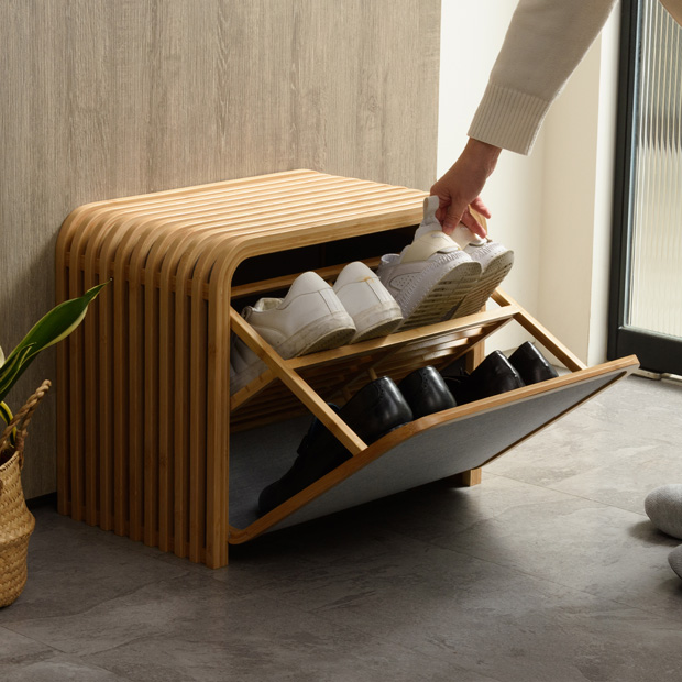 Gudee 収納ベンチ 収納ボックス 玄関 ベンチ 収納 スツール 木製 竹 バンブー 布 Tolin-Storage bench GudeeLife