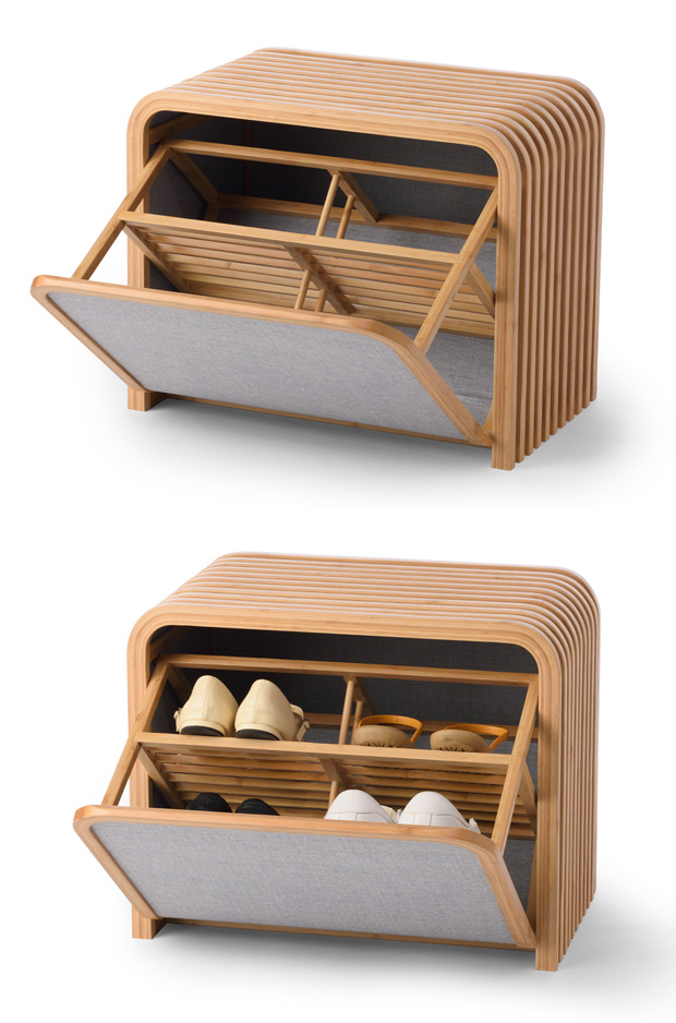 Gudee 収納ベンチ 収納ボックス 玄関 ベンチ 収納 スツール 木製 竹 バンブー 布 Tolin-Storage bench GudeeLife　Gudee