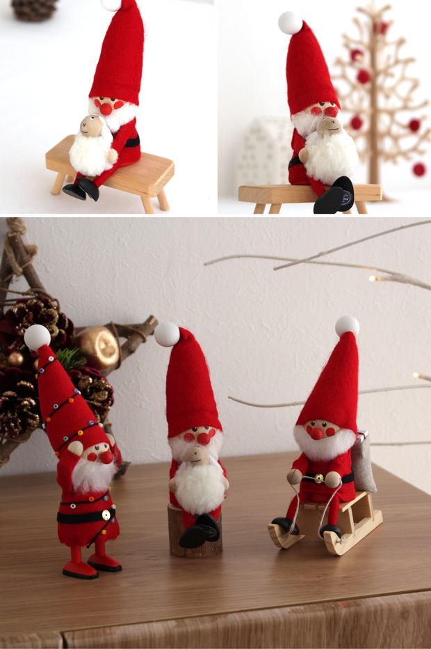 【今季完売】ノルディカニッセ 白羊を抱えるサンタ フェルトシリーズ 赤 NORDIKA nisse クリスマス 雑貨 木製 人形 北欧  NRD120483