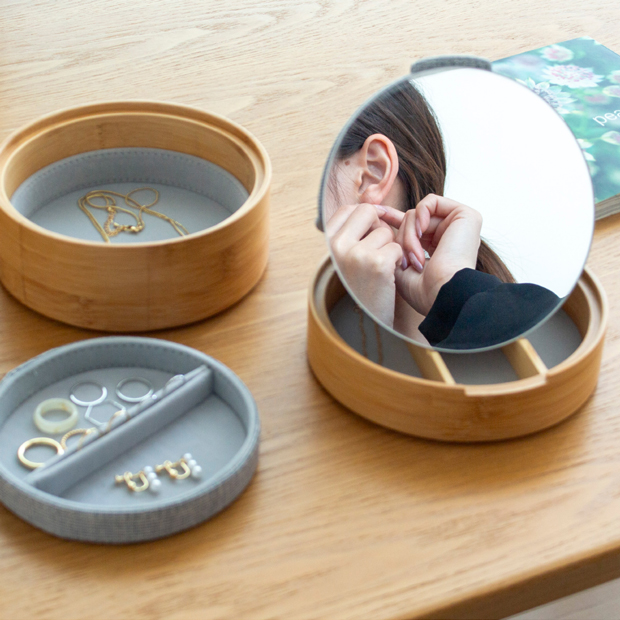 [正規代理店] Gudee グディ ジュエリーボックス 鏡付き アクセサリーケース ミラー 丸 Gudeelife JULI Jewelry box  with mirror [12/26までポイント5倍]