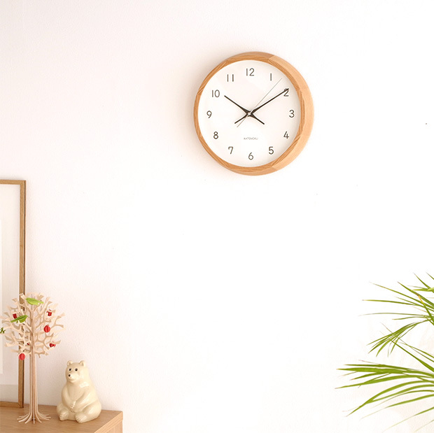 加藤木工 カトモク KATOMOKU muku round wall clock 13 オーク 電波時計 壁掛け スイープムーブメント