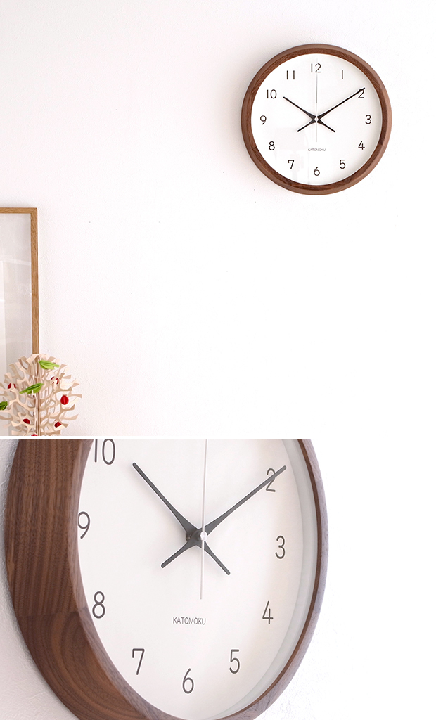 加藤木工 カトモク KATOMOKU muku round wall clock 13 ウォールナット 