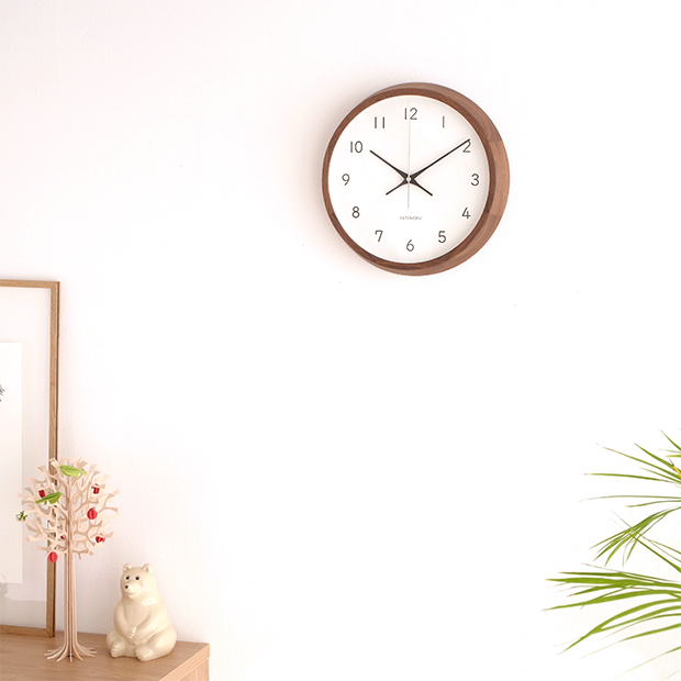 加藤木工 カトモク KATOMOKU muku round wall clock 13 ウォールナット