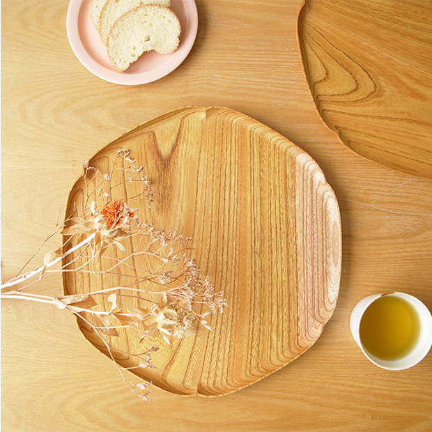 四十沢木材工芸 KITO 雪輪盆 大 ケヤキ 個別販売 日本製 お盆 トレー 木製 雪 AIZAWA Wood Works