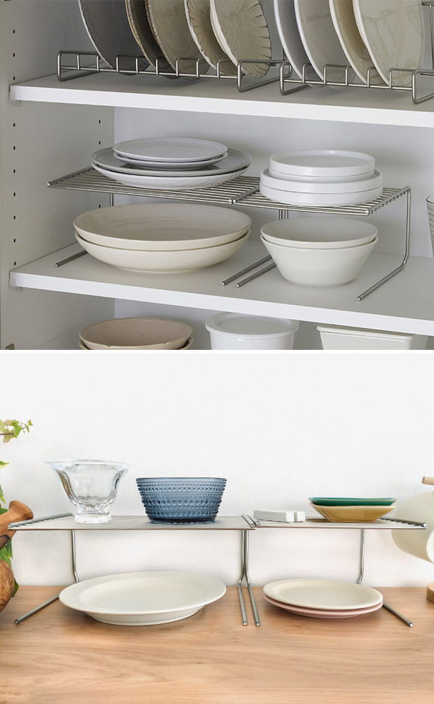 家事問屋 スペースラック26 食器 収納 皿 食器棚 キッチン収納 2段