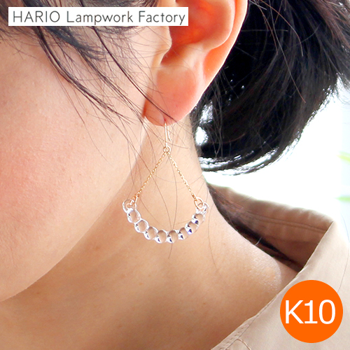 HARIO Lampwork Factory ハリオ ピアス アール K10 Water Drops