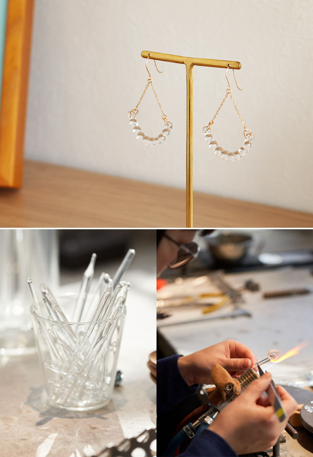 HARIO Lampwork Factory ハリオ ピアス アール K10 Water Drops