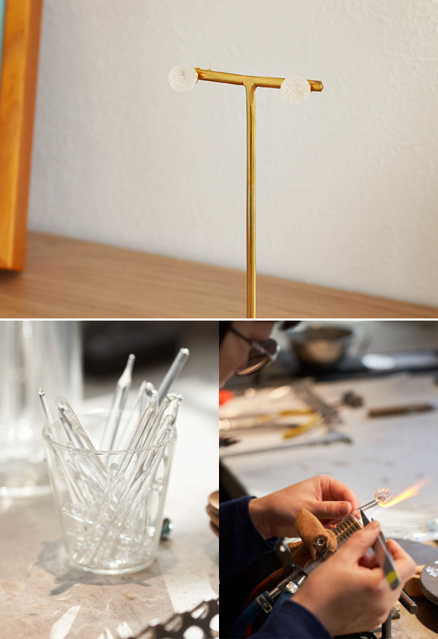 ハリオ ピアス ピュアシュガー Abstract 丸型 ガラス製 HARIO Lampwork Factory 手作り 日本製 小ぶり