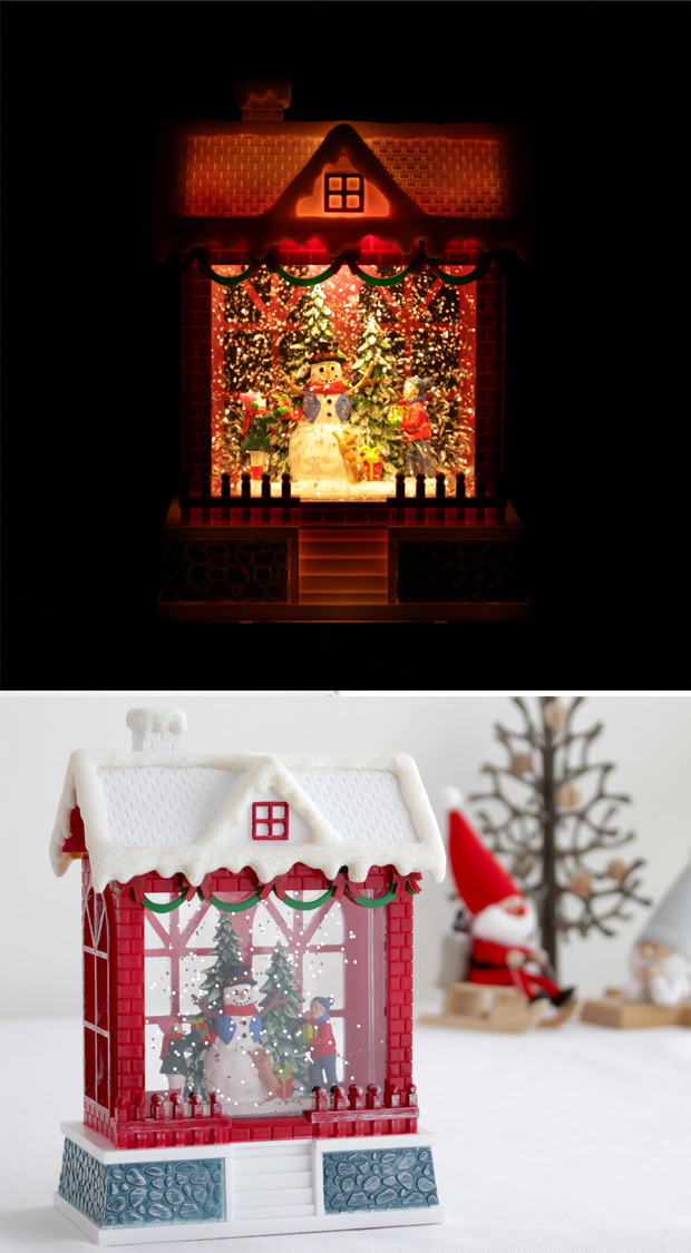 クリスマス スノーイングハウスライト LEDライト 家 スノーマン